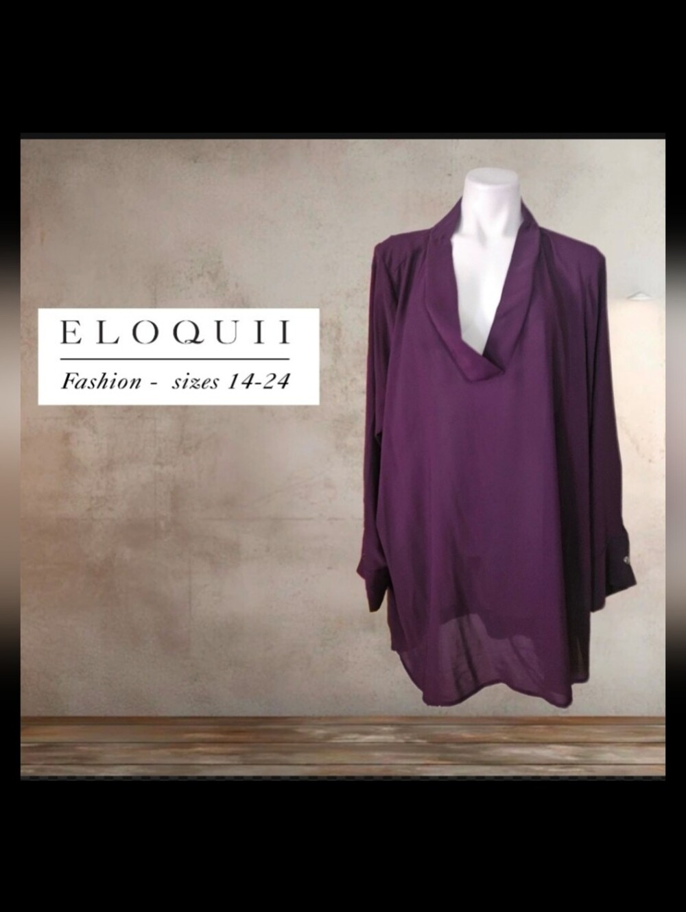 Eloquii Deep Plum Semi Sheer Blouse Plus Size 26